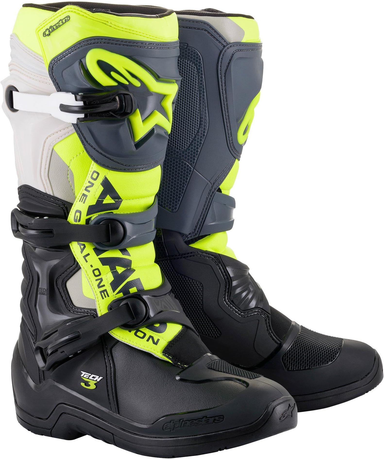 Alpinestars Tech 3 Boots Blk/Cool Grey/Ylw/Fluo (Size 9) (2013018-1055-9)