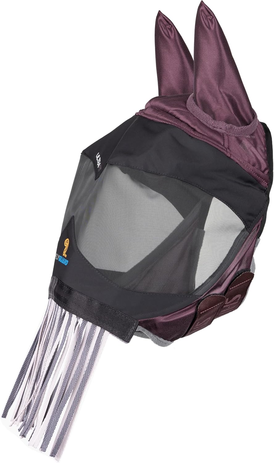Shires FlyGuard Pro Deluxe Fly Mask with Ears & Nose Fringe – Cob Size | Premium Fine Mesh Protection | Lightweight Breathable Fly & Insect Guard | Secure Fit | Navy