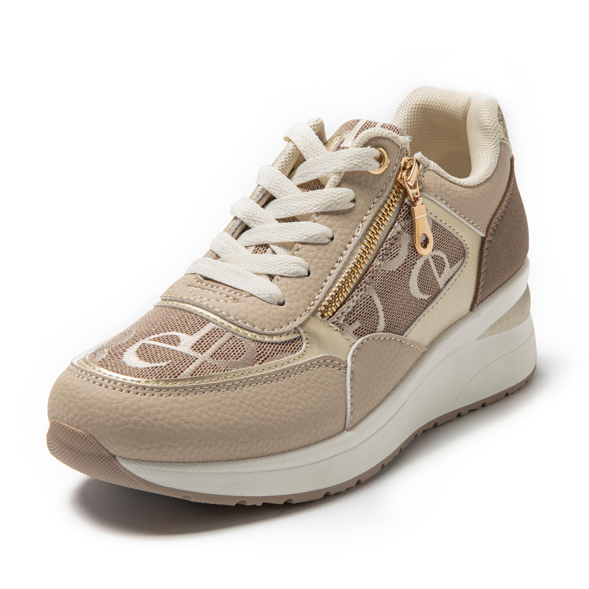 JOMIX Scarpe da Ginnastica Donna con Zeppa Sneakers Casual Comode e alla Moda con Cerniera Laterale Traspiranti e Leggere da Camminata e Passeggio