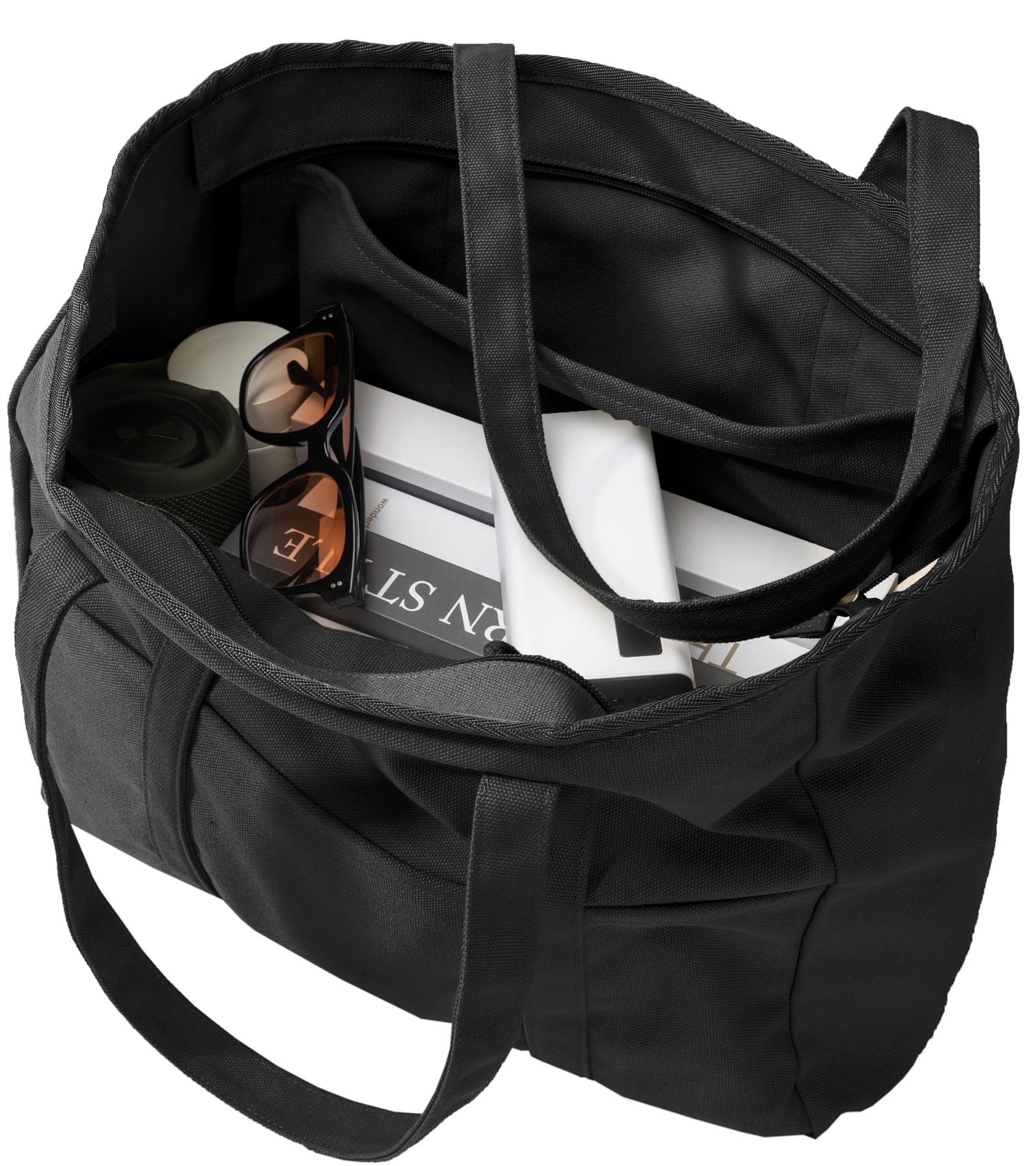 Bagelite Extra Large Canvas Tote Bag for Women Men, Utility Work Bags with Zipper