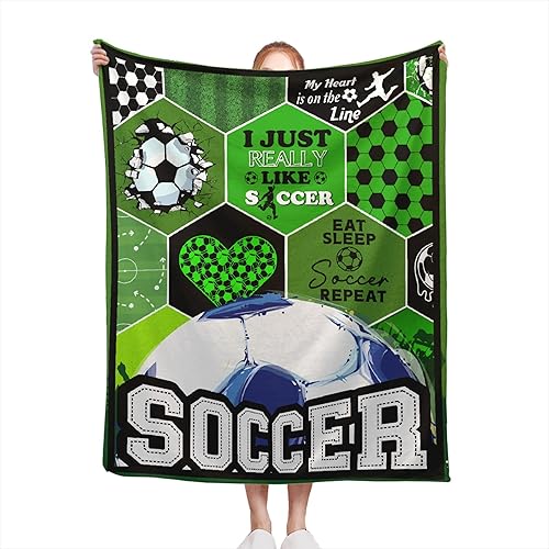 Miniatura 2 de Manta de regalo de fútbol, manta de franela suave y ligera para niños y niños, microfibra, 40 x 50 pulgadas