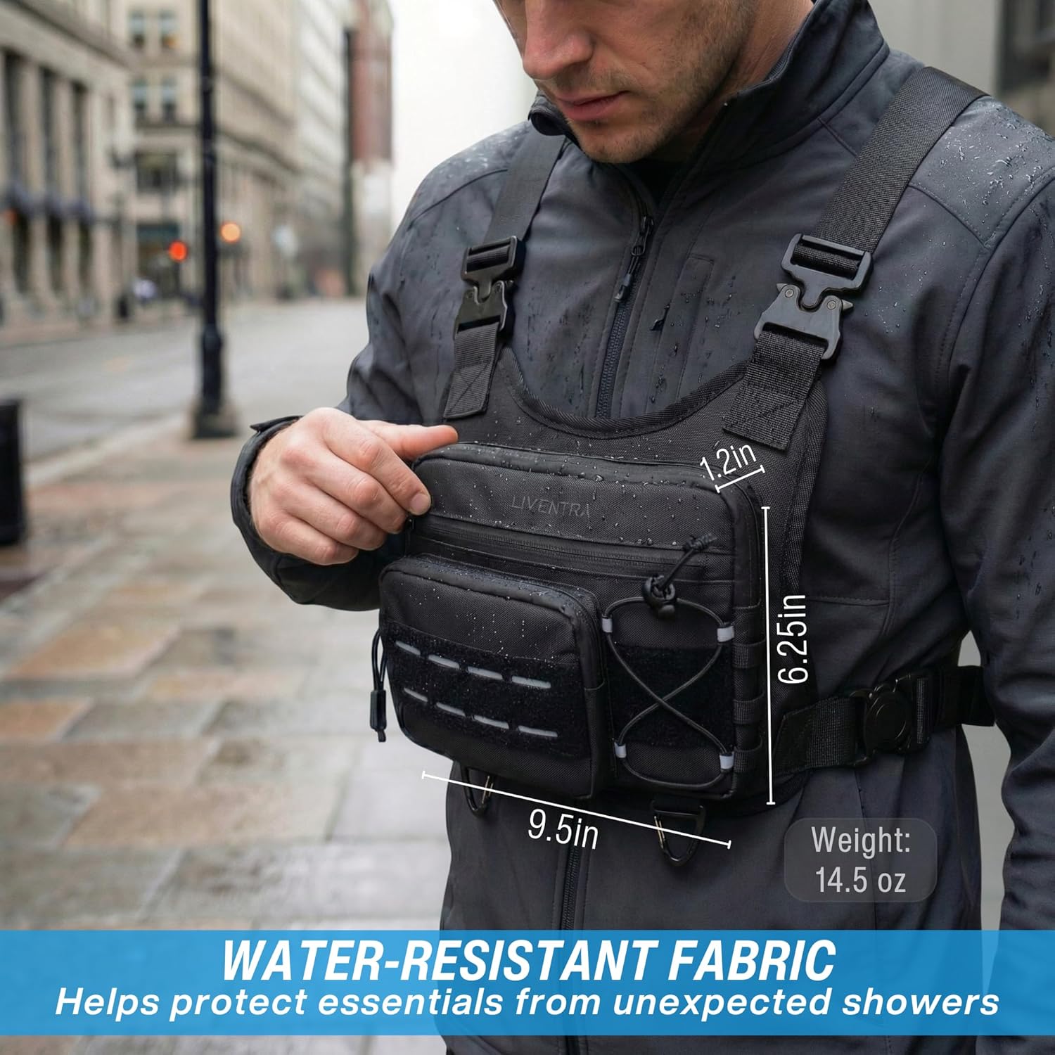 Chest Bag for Men – Running Chest Pack, Lightweight No-Bounce Phone Holder, Water-Resistant Reflective Chest Pouch for Running, Hiking & Cycling - Image 4