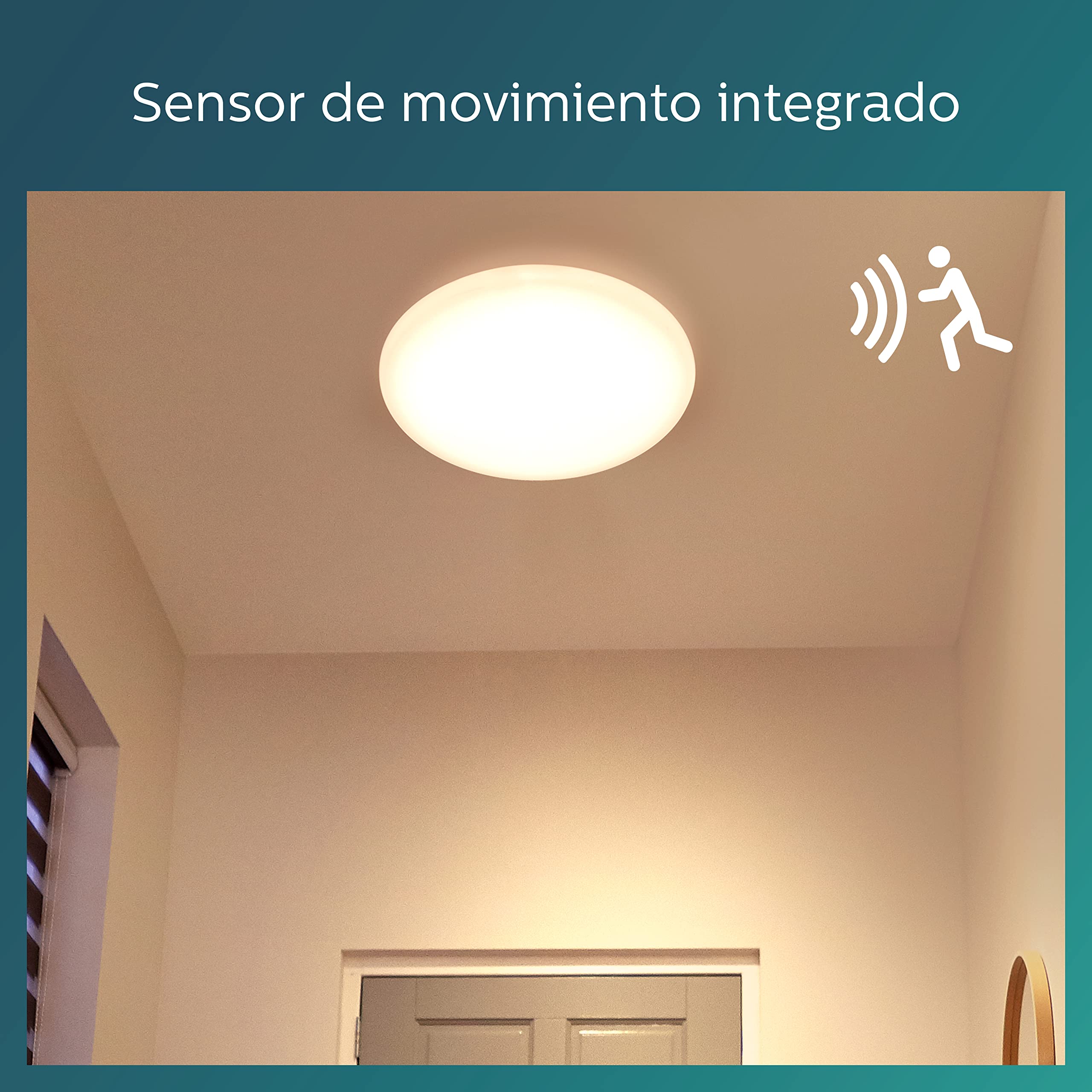 Philips - Plafón Philips Shan, lámpara LED de techo funcional, color blanco, luz blanca cálida, 12W - 27K