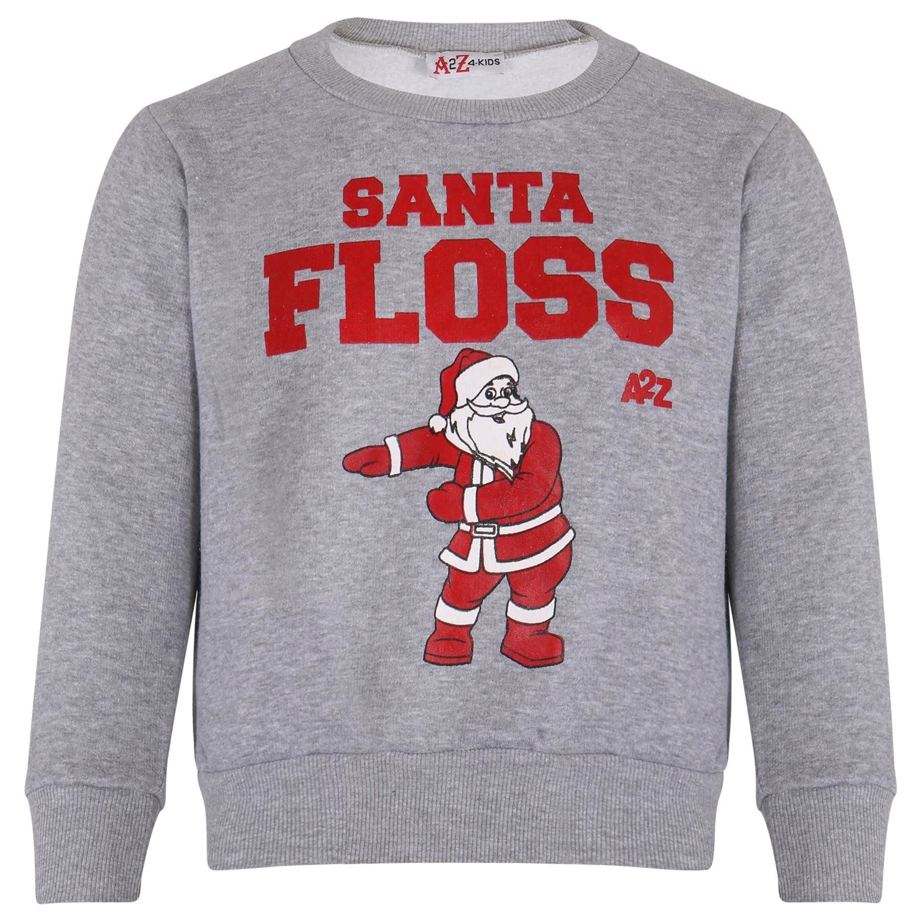 Pull de Noël garçons filles sweat gris imprimé Père Noël pullover enfant - 8