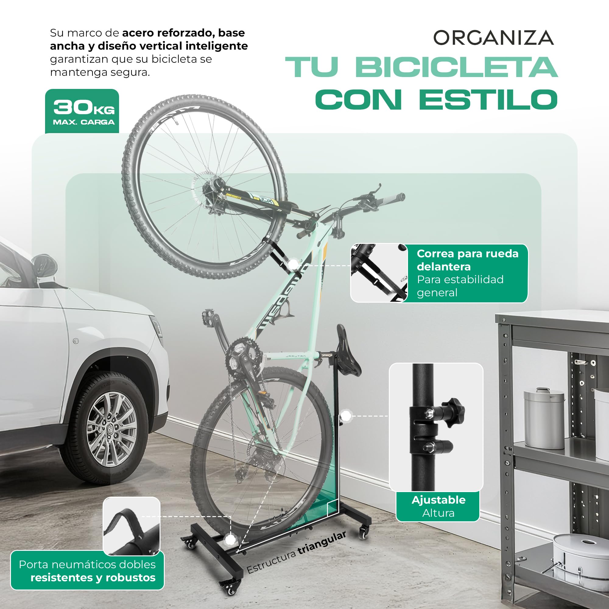 Genérico CHIROS Soporte Bicicletas Suelo Vertical Aparca Bicis de Suelo Casa Garaje