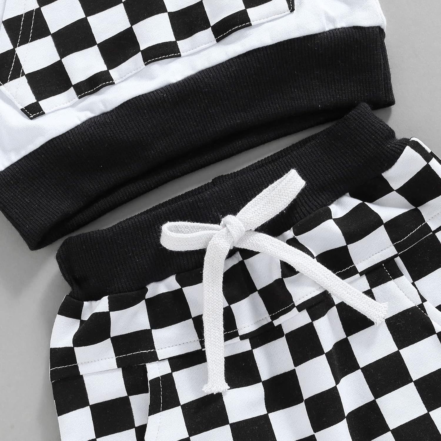 Miniatura 6 de Conjunto de 2 piezas de ropa de otoño e invierno con capucha a cuadros para niños y niñas