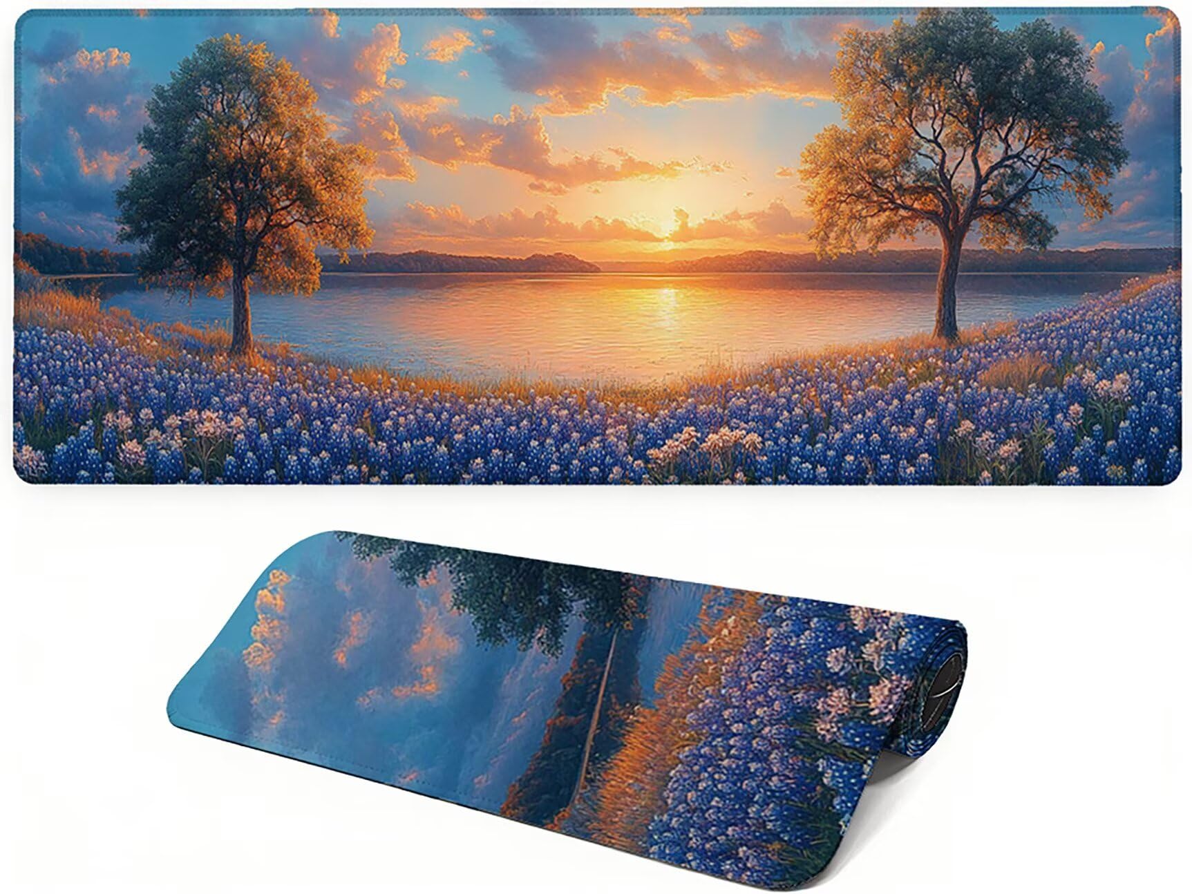 Lejnlnng Podkładka pod mysz do gier XXL, 120 x 60 cm, duża fabryczna mata na biurko, wodoodporna podkładka pod mysz XL Krajobraz, antypoślizgowa gumowa podkładka pod mysz ze zszytymi krawędziami do