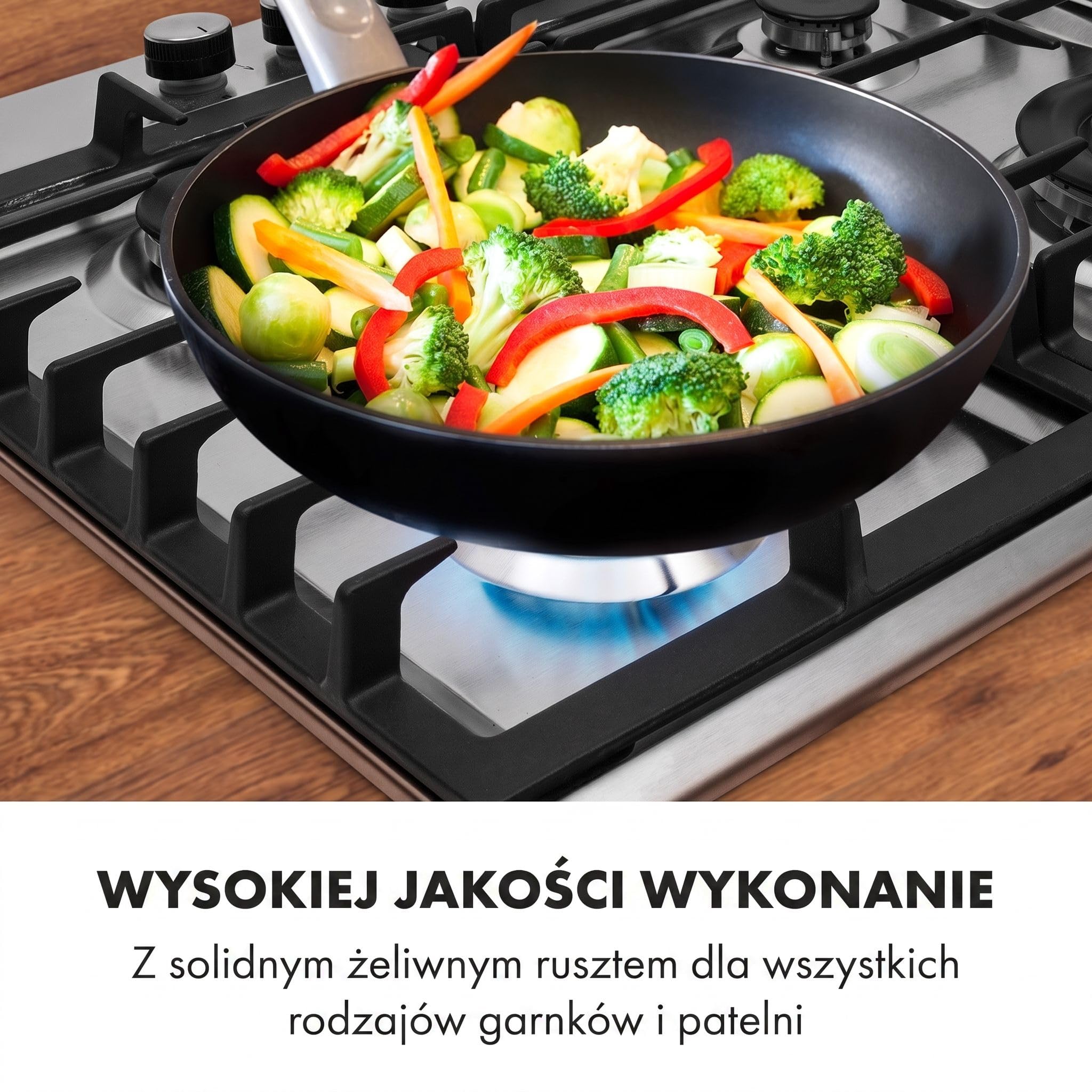 Klarstein Kuchenka gazowa, Płyta gazowa do zabudowy, Palniki Sabaf, Płyta na propan/gaz ziemny, Kuchenka z zaworami bezpieczeństwa i automatycznym wyłączaniem, Szkło ceramiczne, 4-palnikowa, Srebrna