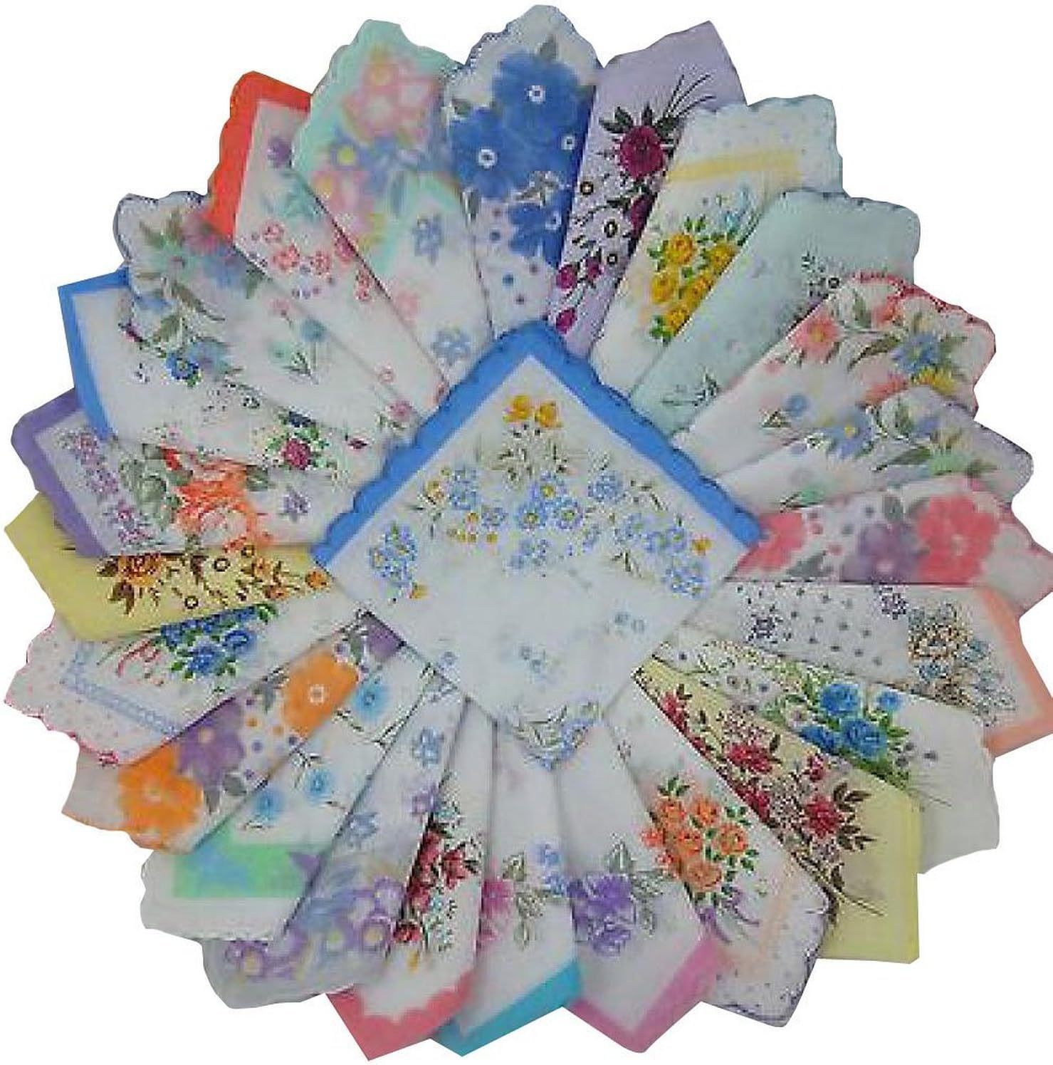 Womens Colorful Ladies Hankies 100% Cotton Handkerchief Wendding Hanky