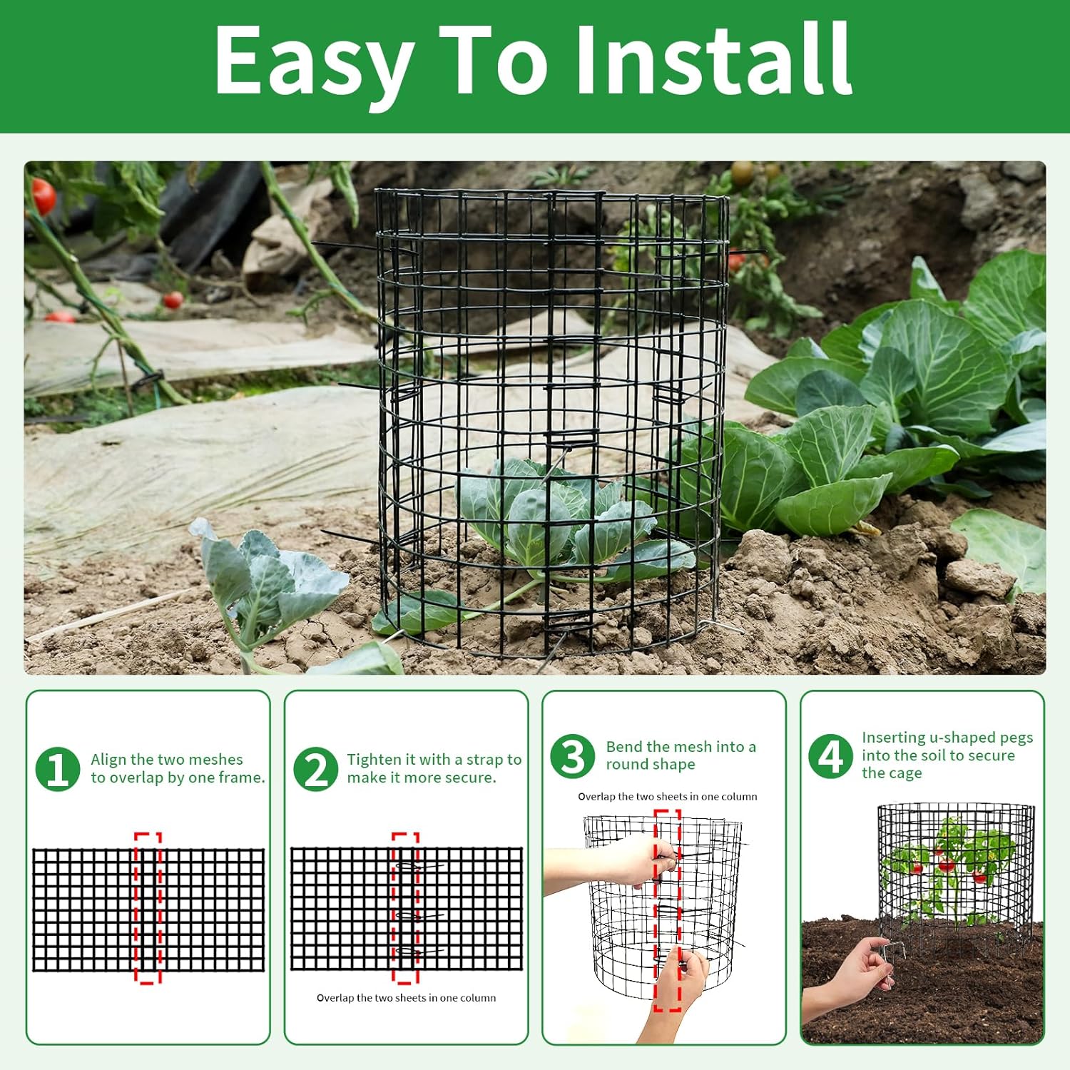 5 Pack Plant Protector from Animals, 12x12 Inches Wire Plant Protector, Plant Cages to Keep Rabbits Out