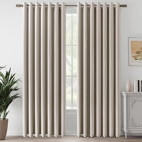 Miniatura 73 de Cortinas opacas con textura de lino gris total para dormitorio, con aislamiento térmico, cortinas cortas de 64 pulgadas, cortinas de granja con