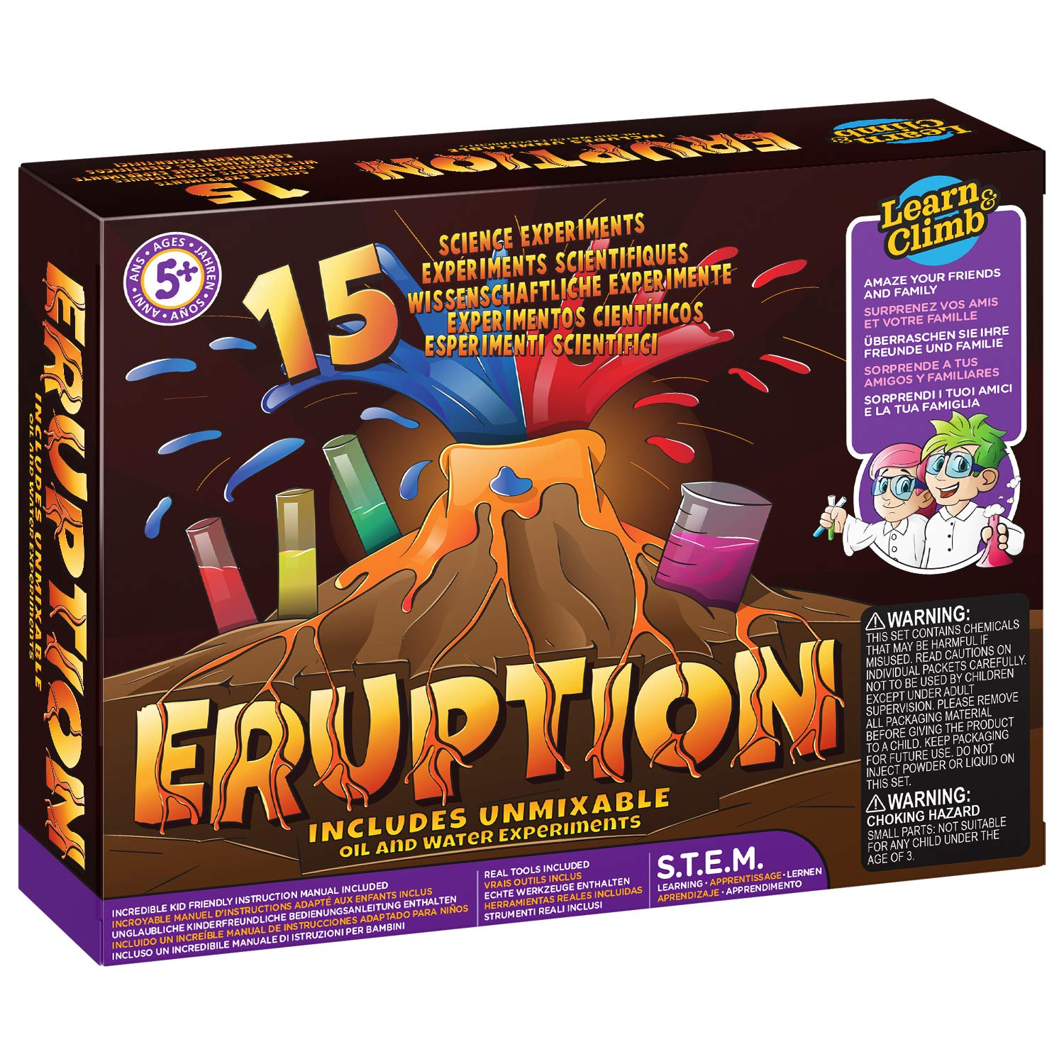 Erupting Volcano Kit educational science kit for Kids - 15 Experiments!