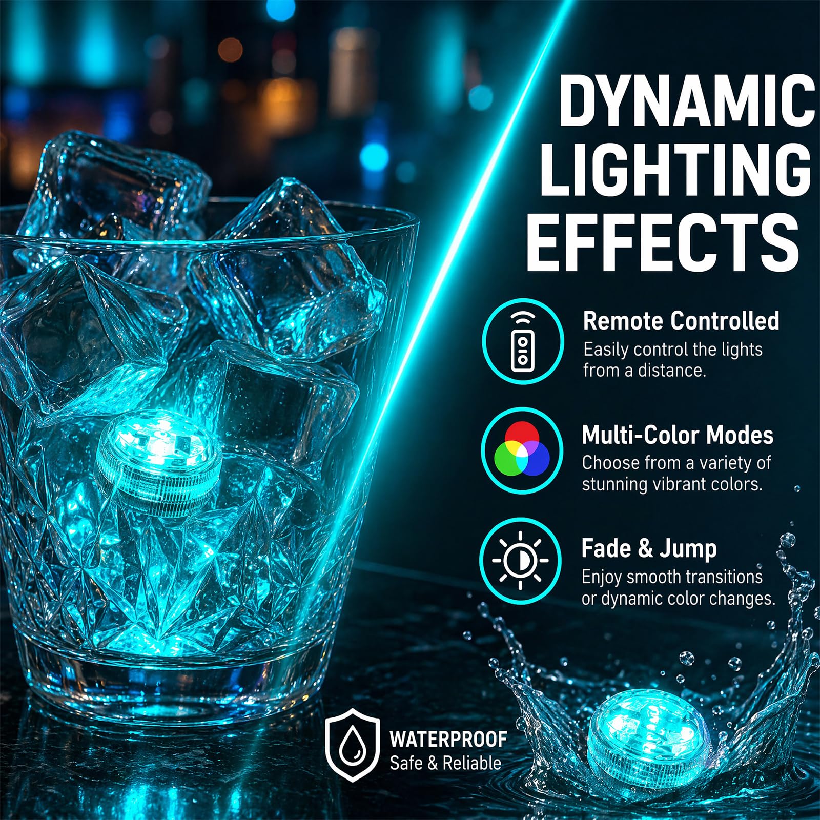 12PCS Mini Lumières LED Submersible, Lampe sous-Marines Étanche RGB avec Télécommande, Multicolore LED Eéclairage Bassin, Lampe Aquarium pour Aquarium, Base de Vase, Étang, Piscine, Baignoire