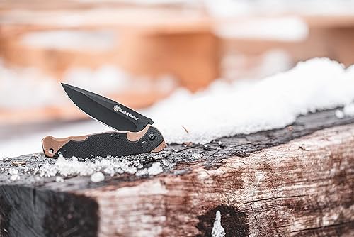 Miniatura 5 de Smith & Wesson Freelancer - Cuchillo plegable con botón de alto carbono de 8 pulgadas con hoja de punta de clip de 3.2 pulgadas y mango G10 para