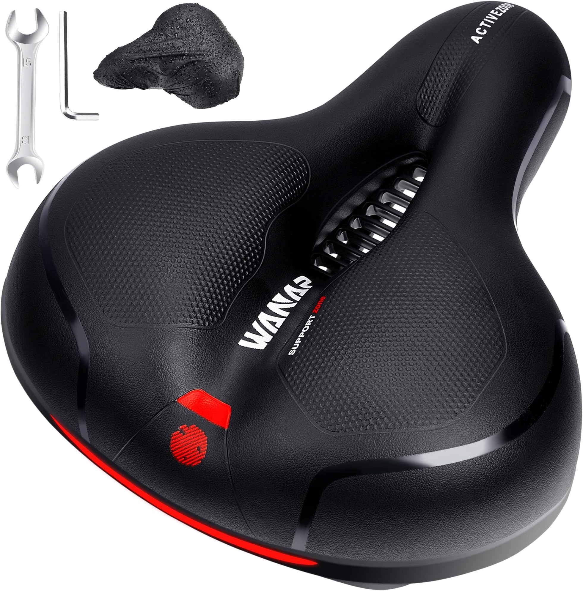 Bike Saddle, Bike Seat Men Women Gel Seat Cushion for Bike, Comfortable Wide 9.8 * 7.9in, 3.5in Thickness Soft Bicycle Seat, Black Waterproof for City Mountain Bike MTB, with Installation Tools