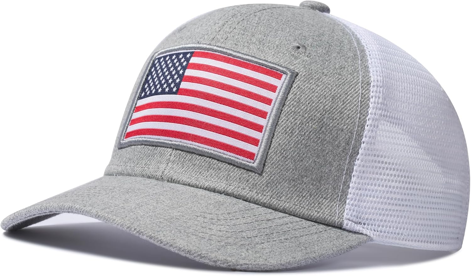 AURR American Flag Trucker Hat, Patriotic Baseball Cap for Men & Women, Breathable Mesh Adjustable Snapback, USA Flag Patch