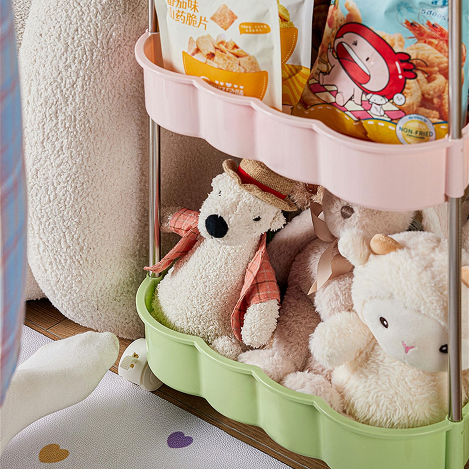 Ele - Carrito rodante con estantes ajustables de 2, 3 y 4 niveles, para el hogar y la oficina, carrito multifunción