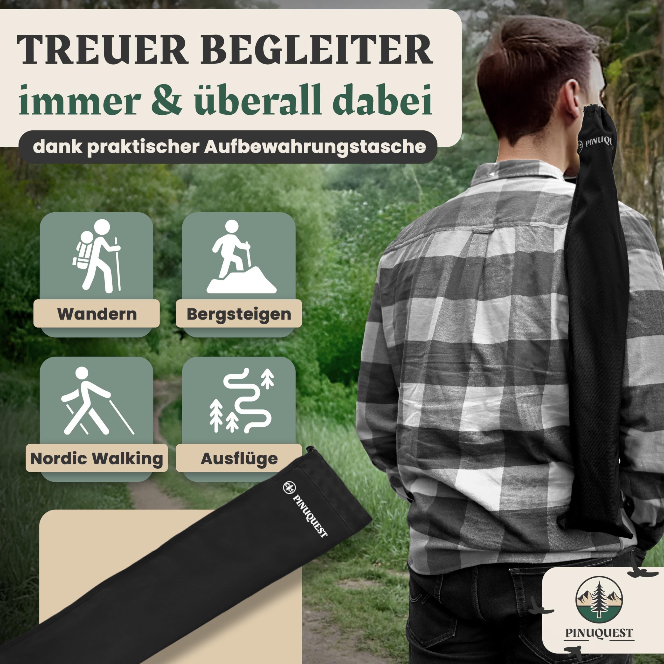 Wanderstöcke Teleskop – Ultraleicht Aluminium oder Carbon – Trekkingstöcke mit Korkgriff – Nordic Walking Stöcke für Damen & Herren – 63–135 cm verstellbar