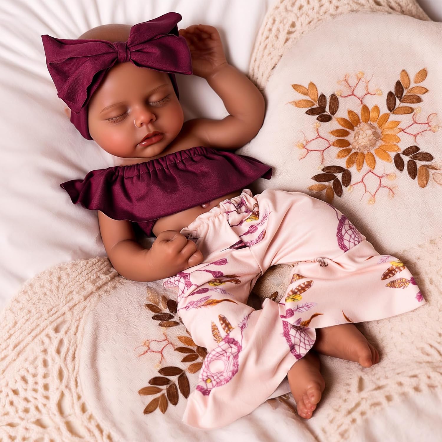 BABESIDE 16 inch Full Body Silicone Baby Dolls, Realistic African American Reborn Doll Black Girl, Bathable Anatomically Correct Newborn with Accessories for Kids Age 3  & Collectors