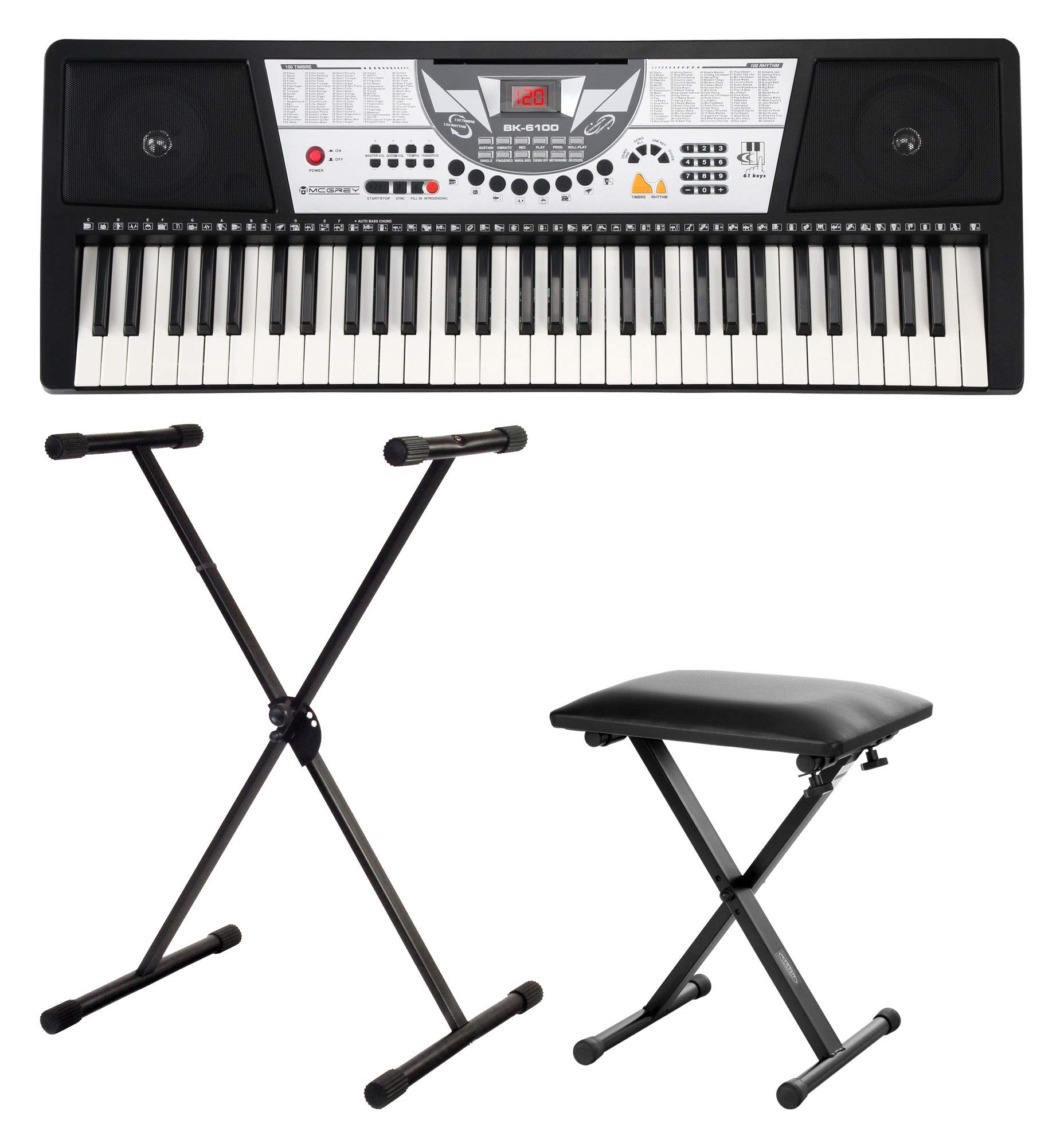 McGrey SK-6100 Tastiera Super Kit - 61 Tasti, 255 Suoni/Ritmi, Con Tavolo, Sgabello, Microfono E Cuffie