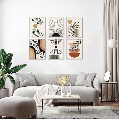 Miniatura 4 de 6 pósteres de arte bohemio para pared, lienzo sin marco de 8 x 10 pulgadas, cuadros artísticos de pared modernos de mediados de siglo para