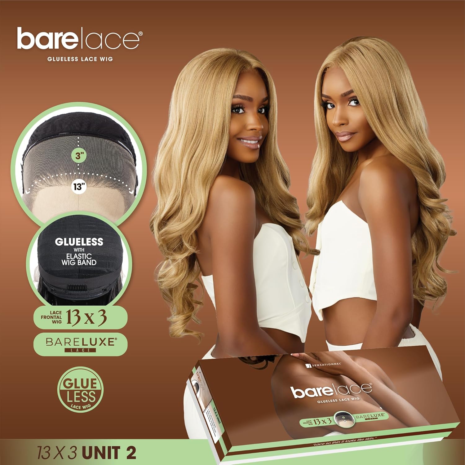 Sensationnel Bare Lace 13X3 Lacewig - Unit 2 Lacefrontal Glueless Synthetic 180 Degree Preplucked Hairline (1B OFFBLACK)