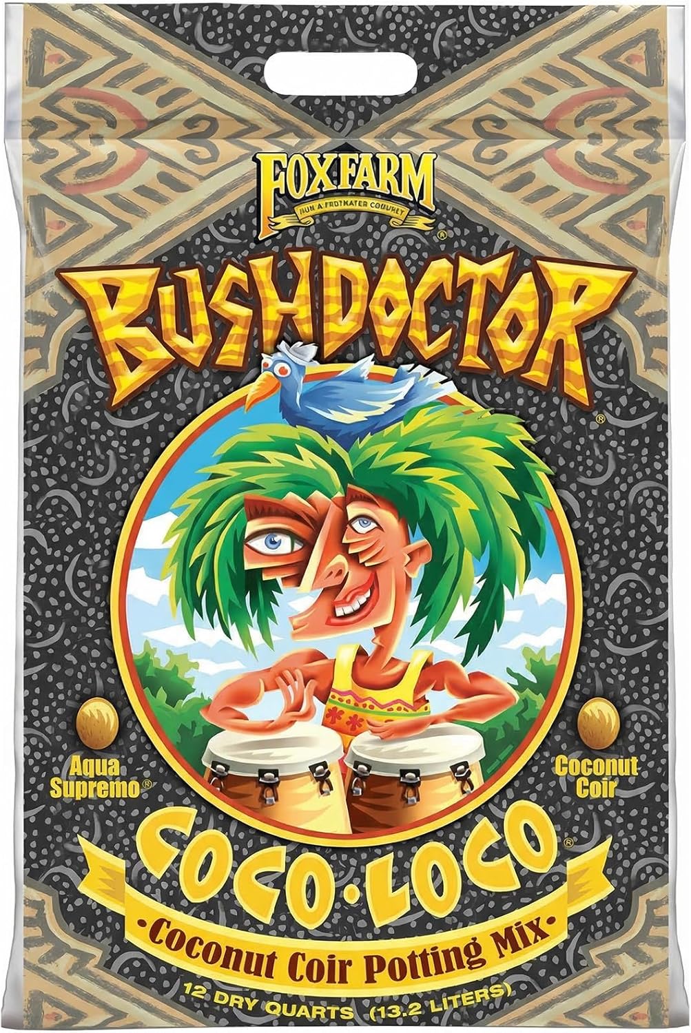 FoxFarm BushDoctor Coco Loco Soil Potting Mix, Triple-Washed for Reduced Salt, Retains Water, Includes Bat Guano & Earthworm Castings - Ideal for All Gardens 12 Quart (2 Pack)