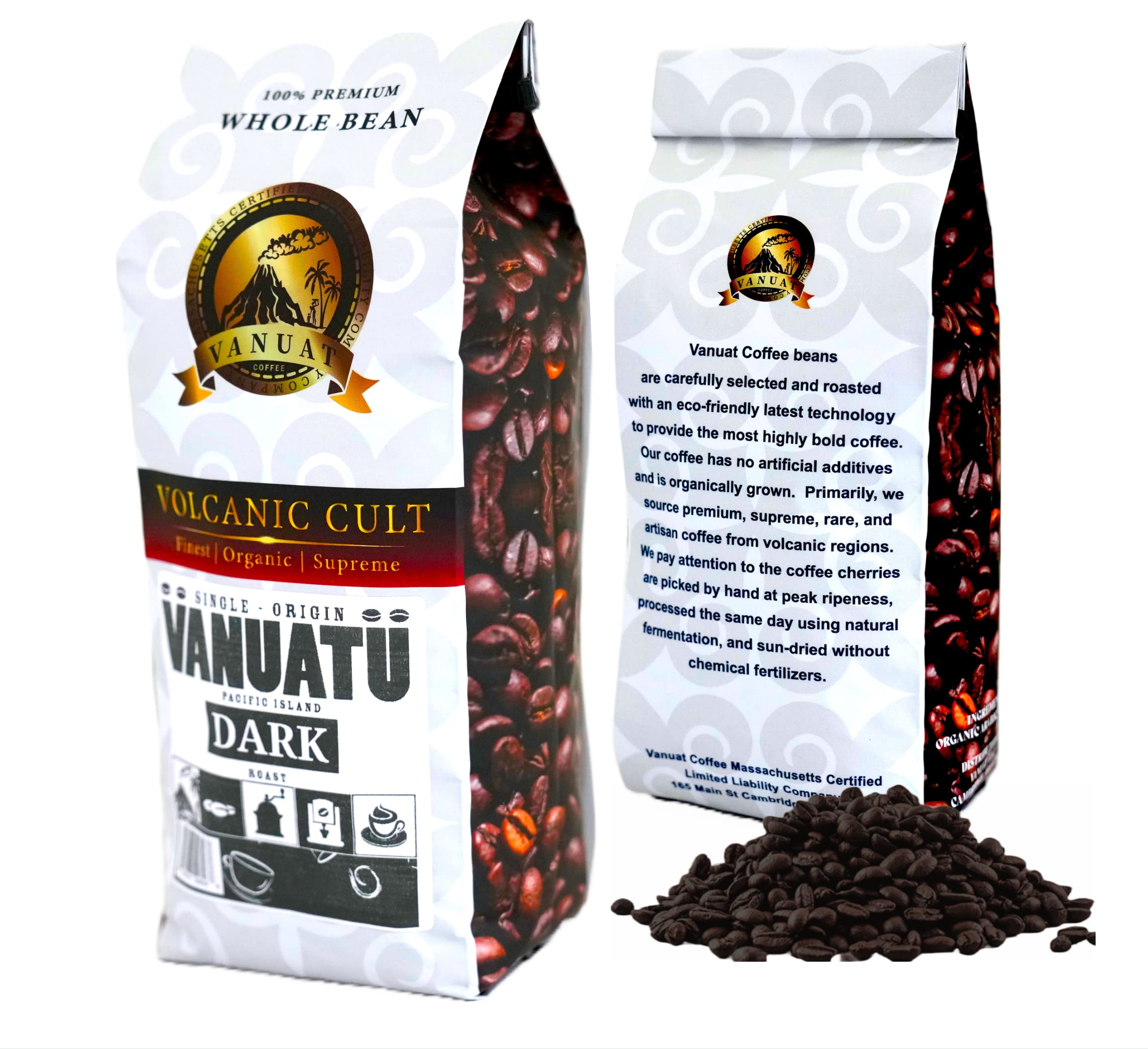 DARK ROAST Volcanic Cult Vanuat Organic Supreme Finest Artisan COFFEE Whole Beans for Drip Coffee Cold Brew Espresso French Press Turkish Brew Dark