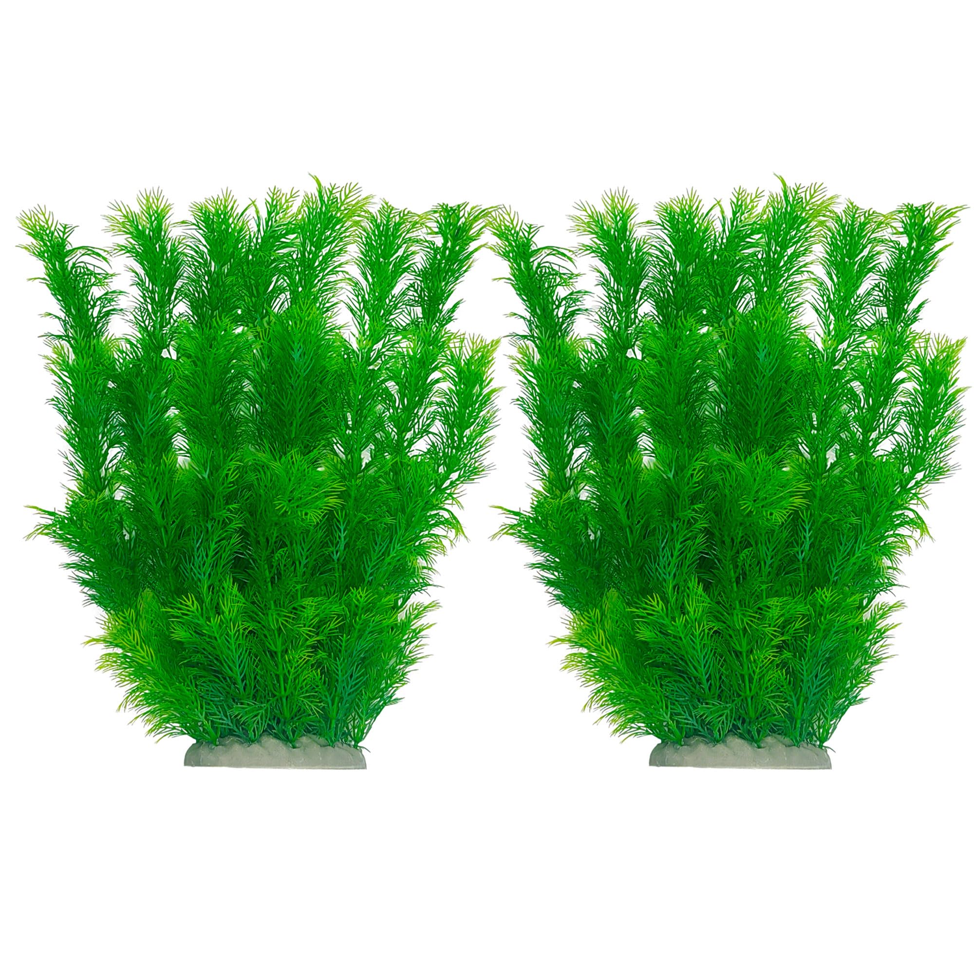14 Inch Medium Aquarium Plants, 2 Pack Artificial Fish Tank Decorations, Soft Plastic Aquatic Water Plants with Stable Ceramic Base, Natural Realistic Underwater Decor for 10-55 Gallon Tanks (13.78in)