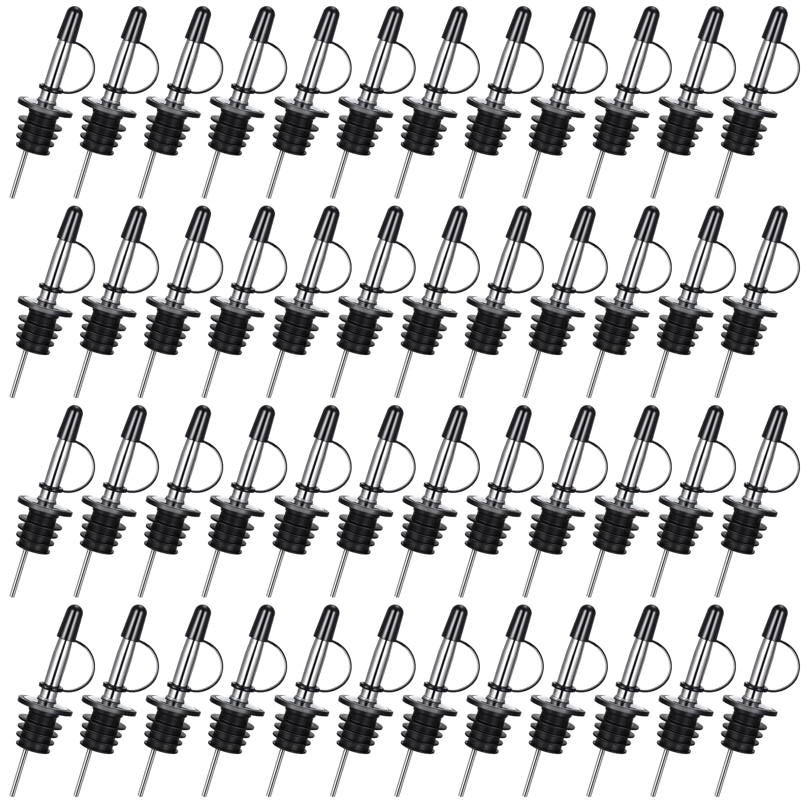 Paquete de 48 boquillas de vertido de licor, boquilla de vertido para botellas de licor con tapones, boquillas higiénicas de velocidad de alcohol aptas para lavavajillas, boquillas de vertido