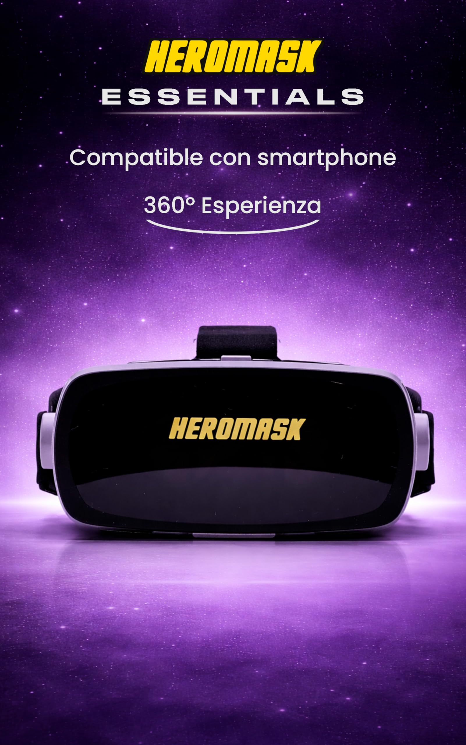 Heromask Essentials Visore Realtà Virtuale per Smartphone · VR 3D e 360° | Film 3D, video 360° e giochi VR con il tuo smartphone. Lenti HD regolabili. Idea regalo per adulti e famiglia