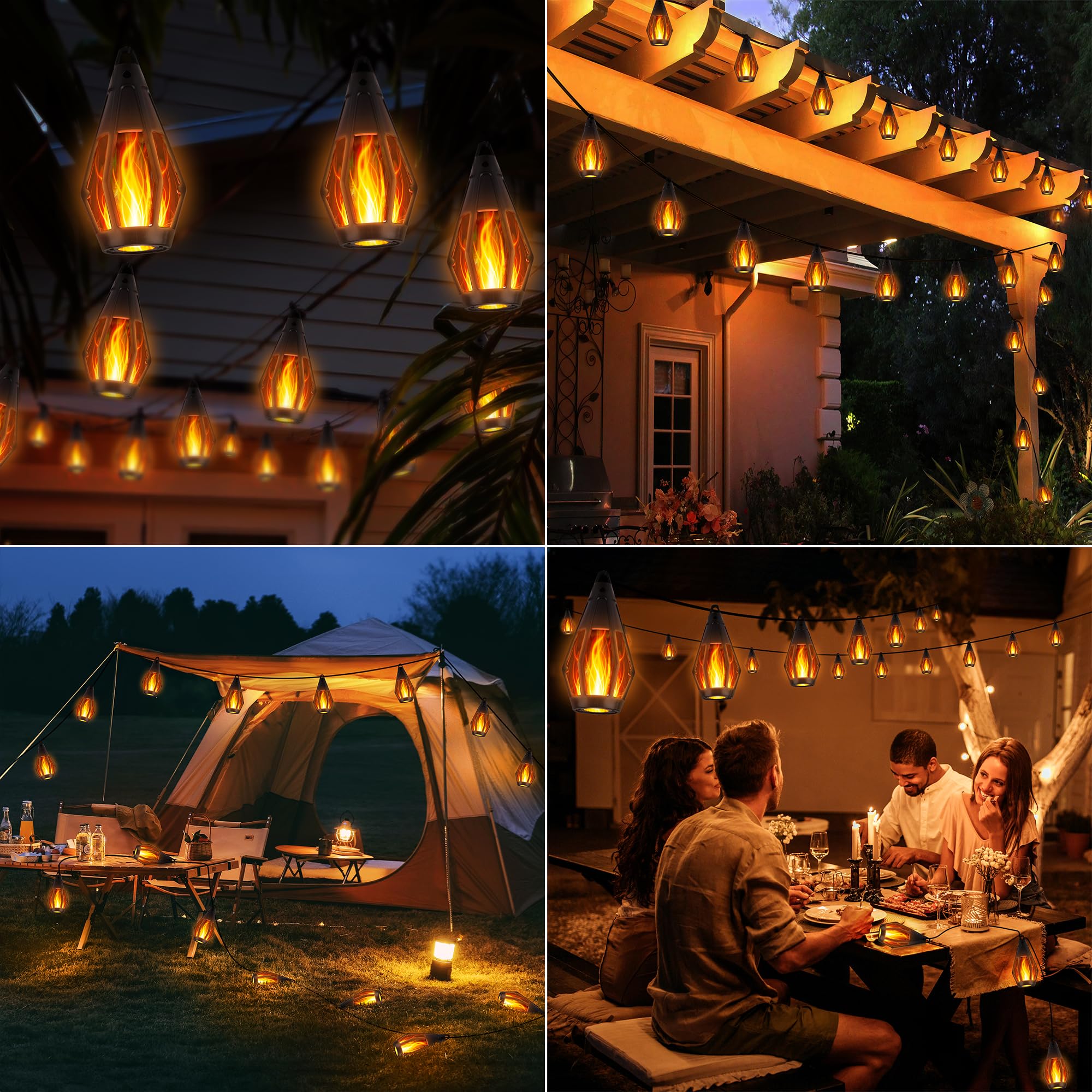 Barra luminosa solare con 15 LED, 12,6 m, per giardino, terrazza