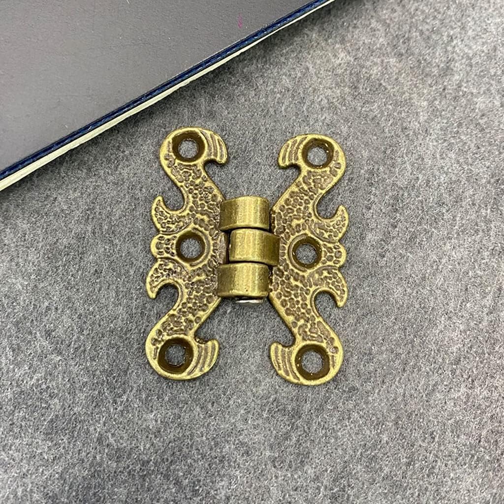 2 Pcs Vintage Alloy Hollow Hippocampus Shape Hinge Furniture Hardware Metal Hinges Cabinet Door Butt for DIY Box 31 * 40mm(Bronze)
