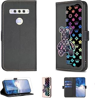 Case Compatible for TCL Plex Phone Case Flip Stand Cover [with Tempered Glass Screen Protector] JXX-Black