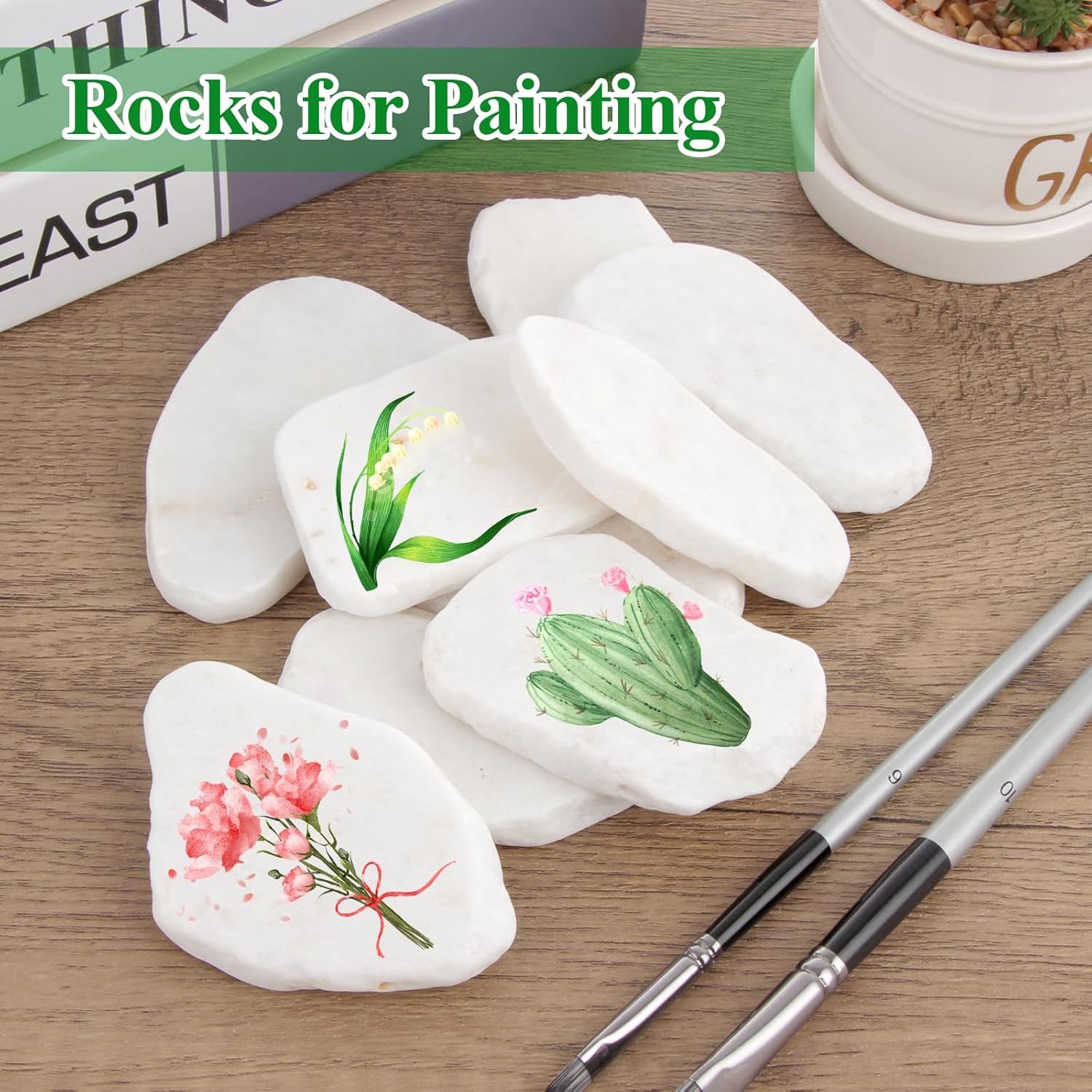 18 Pack Rocks for Painting - 3-4 Inches Flat Smooth River Rocks to Paint for Crafts - Large Paintable Stones Bulk for Adults, Arts DIY, Crafting Painting Supplies