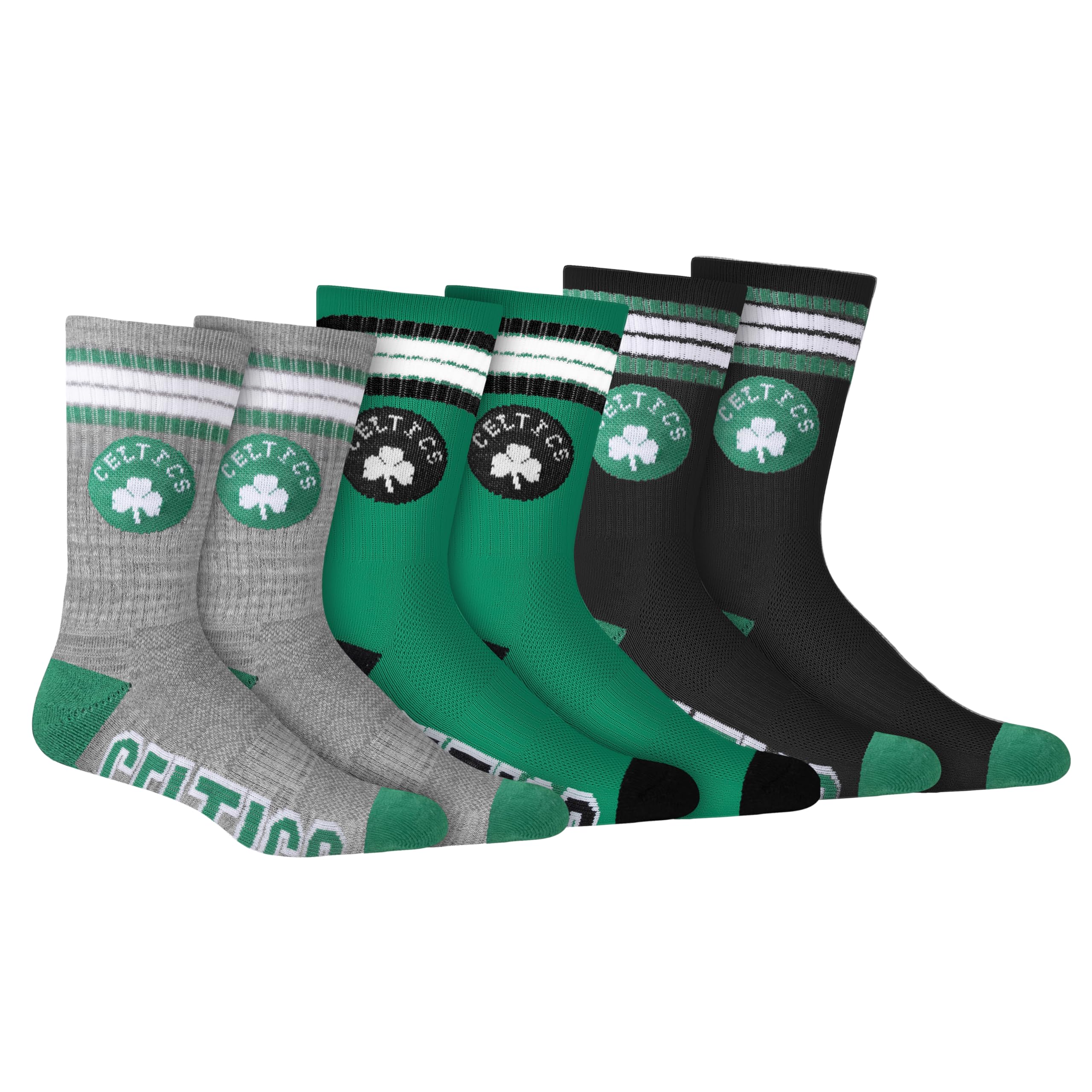 Men's NBA Official Athletic Cushioned Secure Fit Team Crew Socks-3 Pack