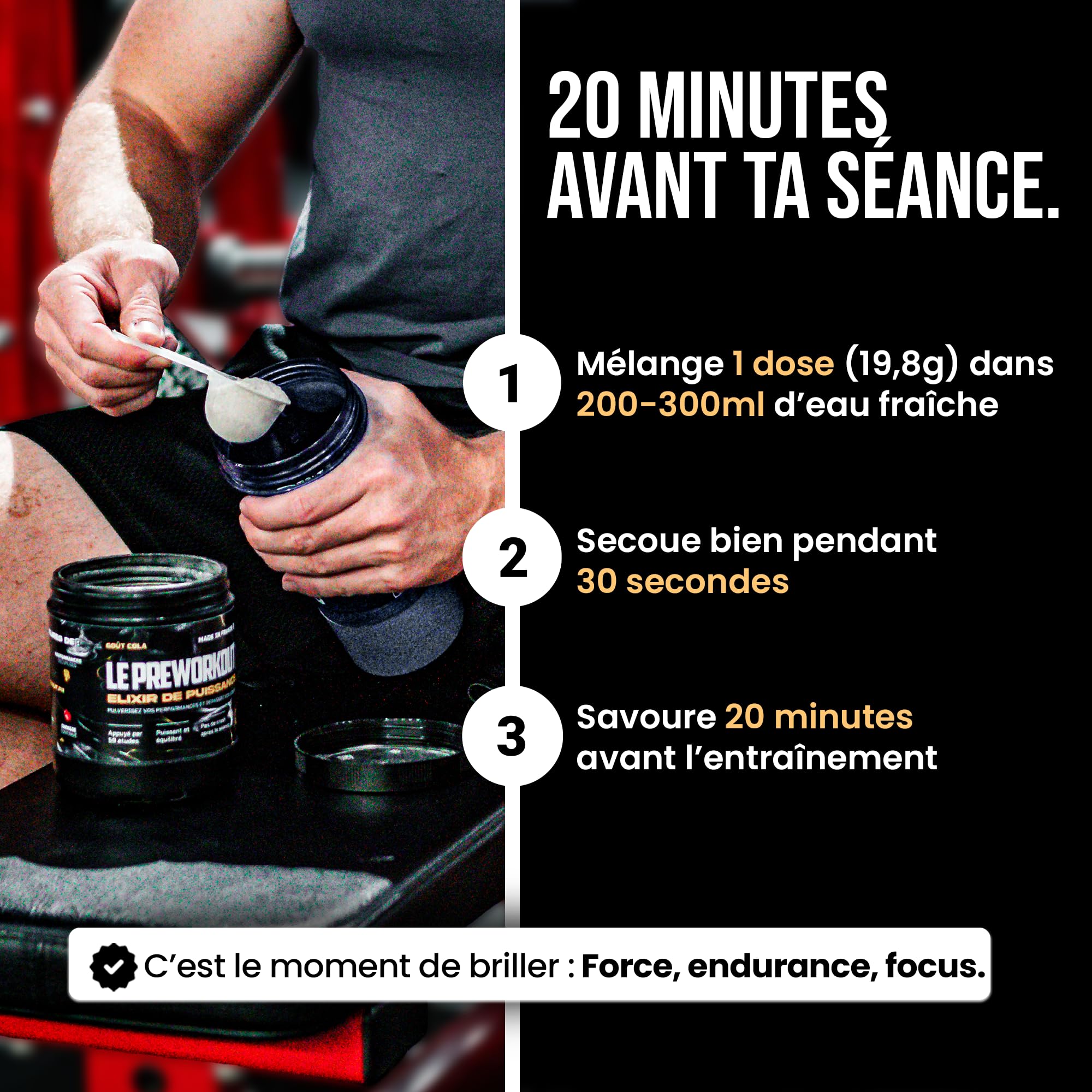 Elixir de Puissance | Fabriqué en Alsace | 2h d'Énergie Intense Sans Crash | Booster Pré-Entraînement Force, Endurance, Focus | Citrulline 8g | Rhodiola & Ashwagandha | Cola Citron