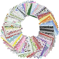 100 peças de tecido acolchoado pré-cortado colorido para costura DIY