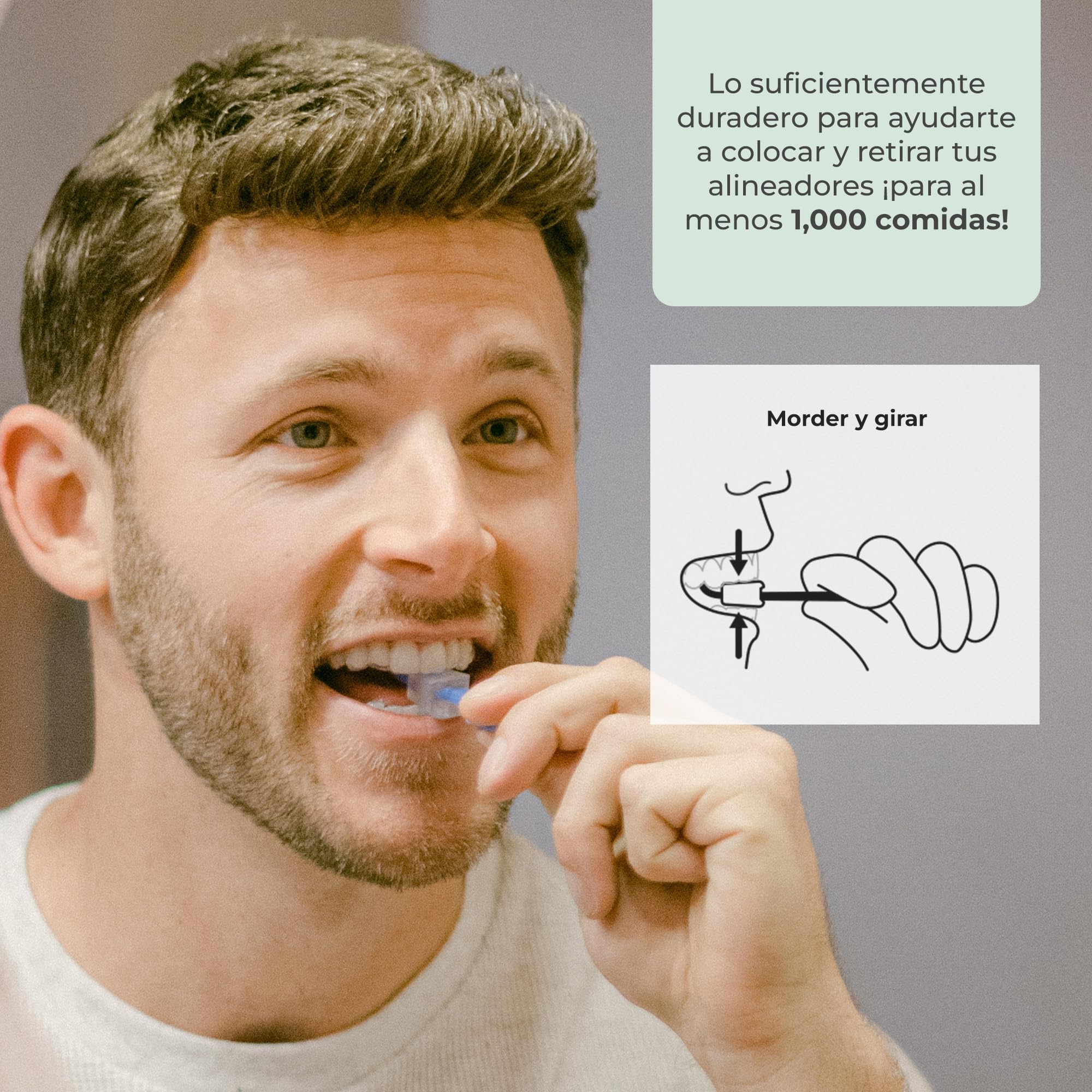 PUL Herramienta para masticar y quitar alineadores transparentes 2 en 1 PUL - Rosa | Combo masticable + removedor de ortodoncia | Accesorio dental higiénico, reutilizable y sin BPA para Invisalign