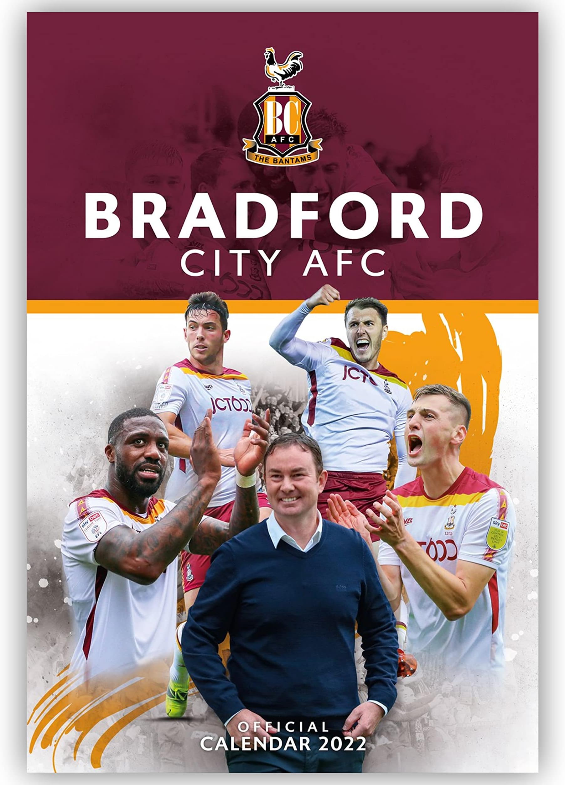 Bradford City Calendar 2024 A3 Wall Hanging Football Calendar Gift Present with FREE Organising Stickers Included