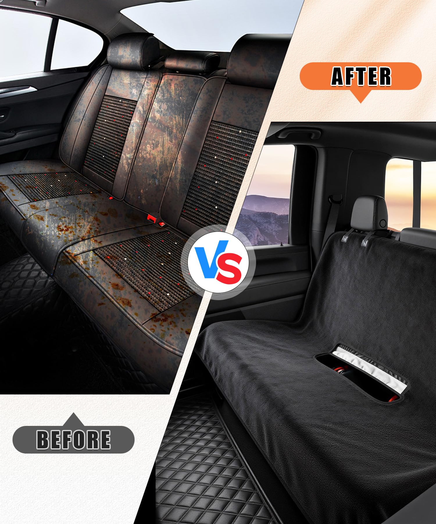 Universal Back Car Seat Cover for Pets Dog Seat Cover Hammock Heavy Duty Scratch Proof Nonslip 100% Waterproof Durable Soft Car Accessories Interior for Women and Man Cars, Trucks, SUVs, Jeep - image 7