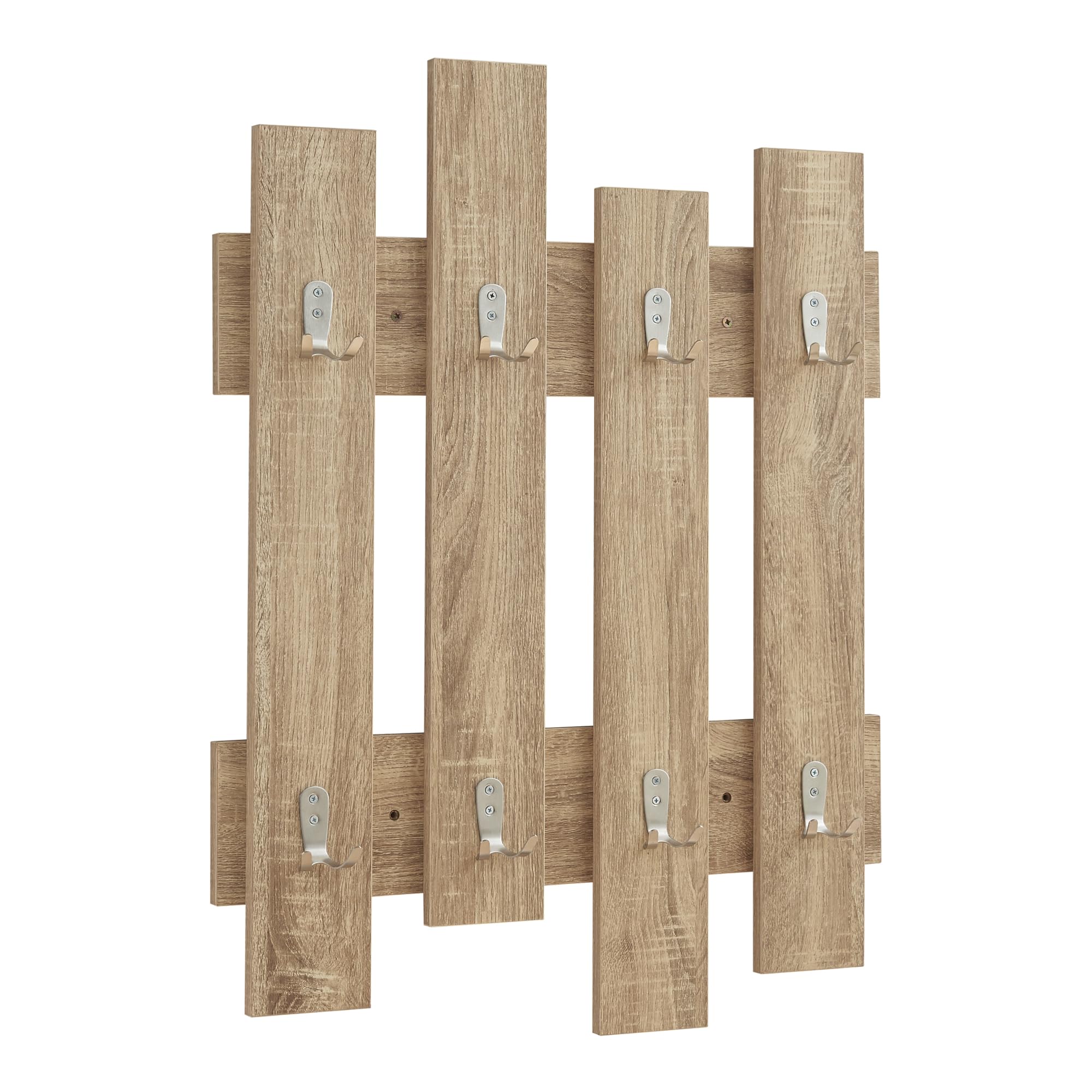 [en.casa] Appendiabiti da Muro Attaccapanni a Parete 4 Pannelli con 8 Paia di Ganci Porta Abiti Appendiabiti Moderno per Ingresso 80 x 60 cm - Effetto Rovere