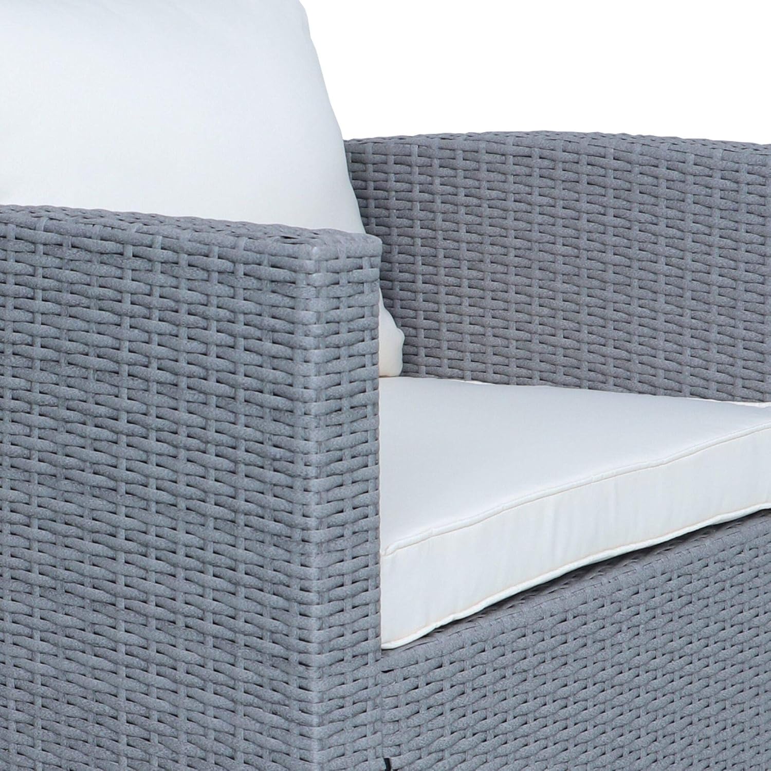 Homebeyond 4 - Piece Wicker Patio Conversation Sofa Set with Adjustable Tea Table | Cushion and Back Rest Pillow Including White Cover | Outdoor Furniture Set for Back Yard Pool Seating (Gray) - UM-4