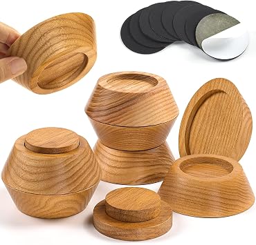 Bed Risers, Furniture Risers Set of 8-Height 1" Can be Adjusted to 2 3or 4, Lifts Furniture Risers, Solid Natural Wood Risers, Non-Slip Recessed Hole Natural Wood Color