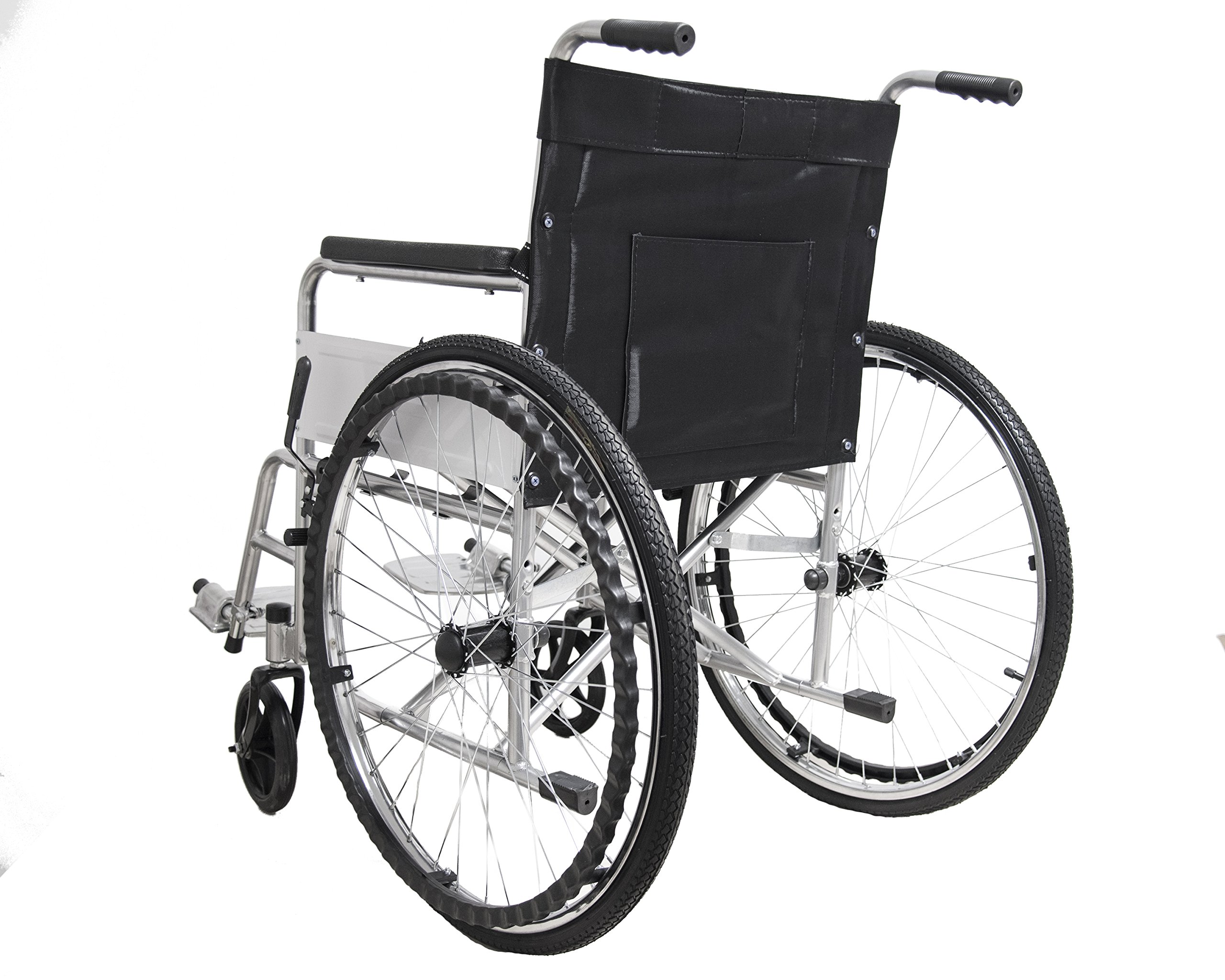 Sedia a Rotelle Pieghevole Leggera ad Autospinta, Carrozzina per Disabili ed Anziani con Braccioli e Poggiapiedi Estraibili, Cintura di Sicurezza, 85 x 69 x 91 cm Colore Nero e Argento