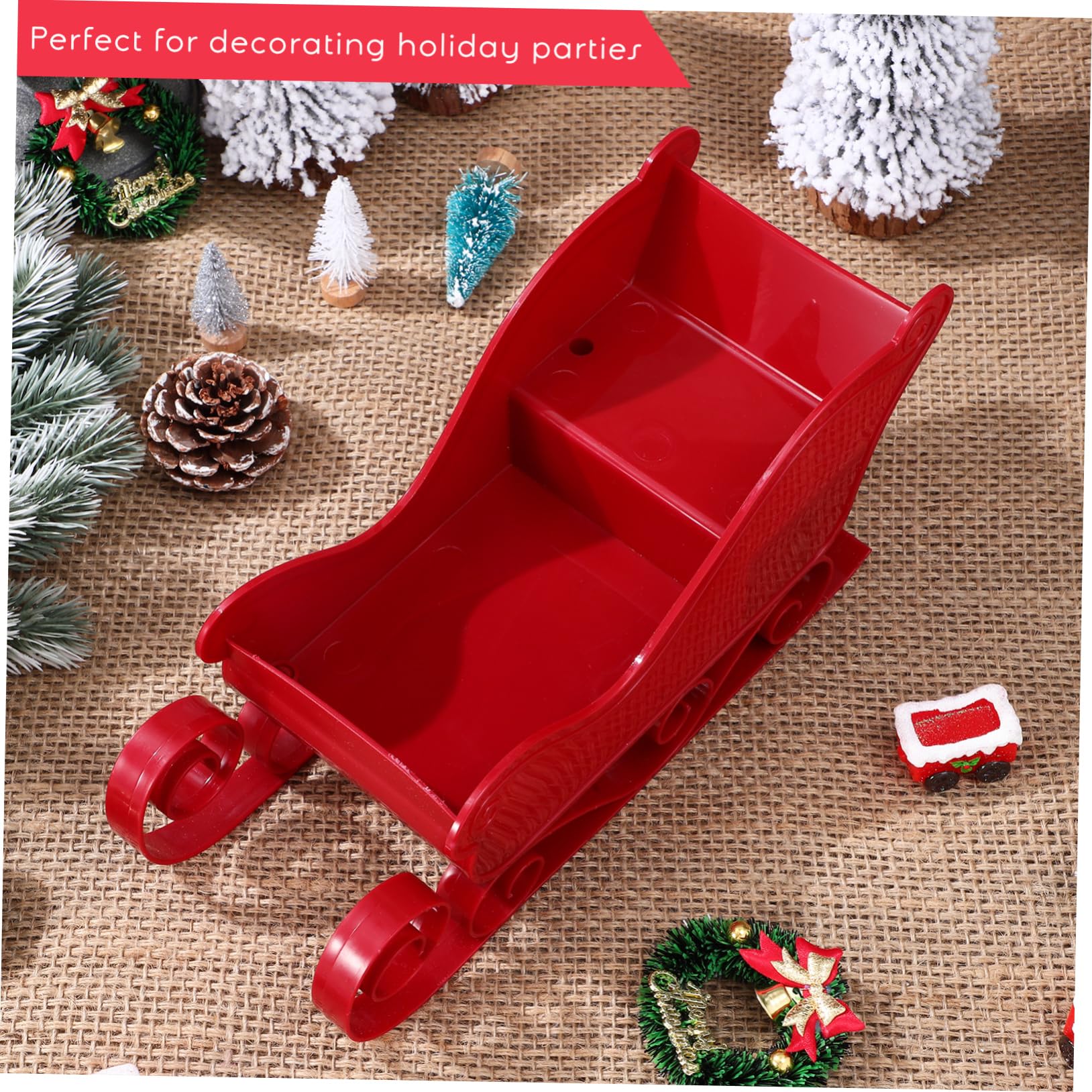 SOIMISS 3 Series Trineo De Navidad Apoyo De Trineo De Navidad Muñeco De Nieve Decoraciones Navideñas Interior Manualidades Navideñas con Trineos Día Festivo El Plastico Rojo 2 Piezas X 3