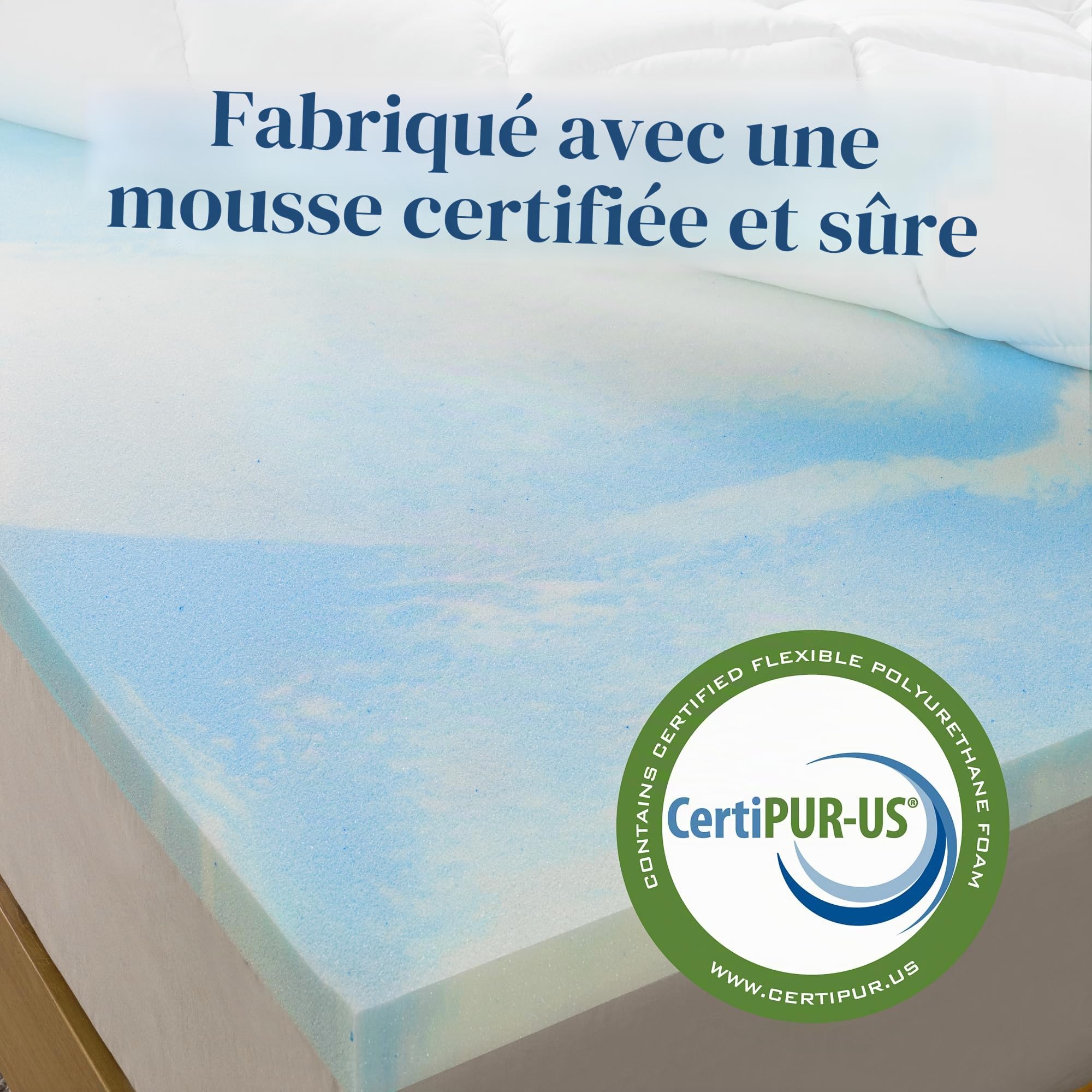 Zinus Surmatelas en Mousse à mémoire de Forme 135 x 190 cm, épaisseur 10 cm, Design à cellules Ouvertes, Respirant et Doux, fermeté Moyenne, pour améliorer Le Repos et Le Confort, certifié Oeko-Tex