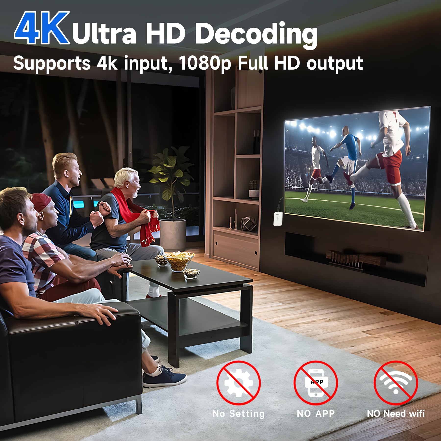 Adattatore dongle HDMI wireless 4K, trasmettitore wireless, streaming video multimediale/audio/file, prolunga HDMI da laptop, PC, smartphone a monitor proiettore HDTV