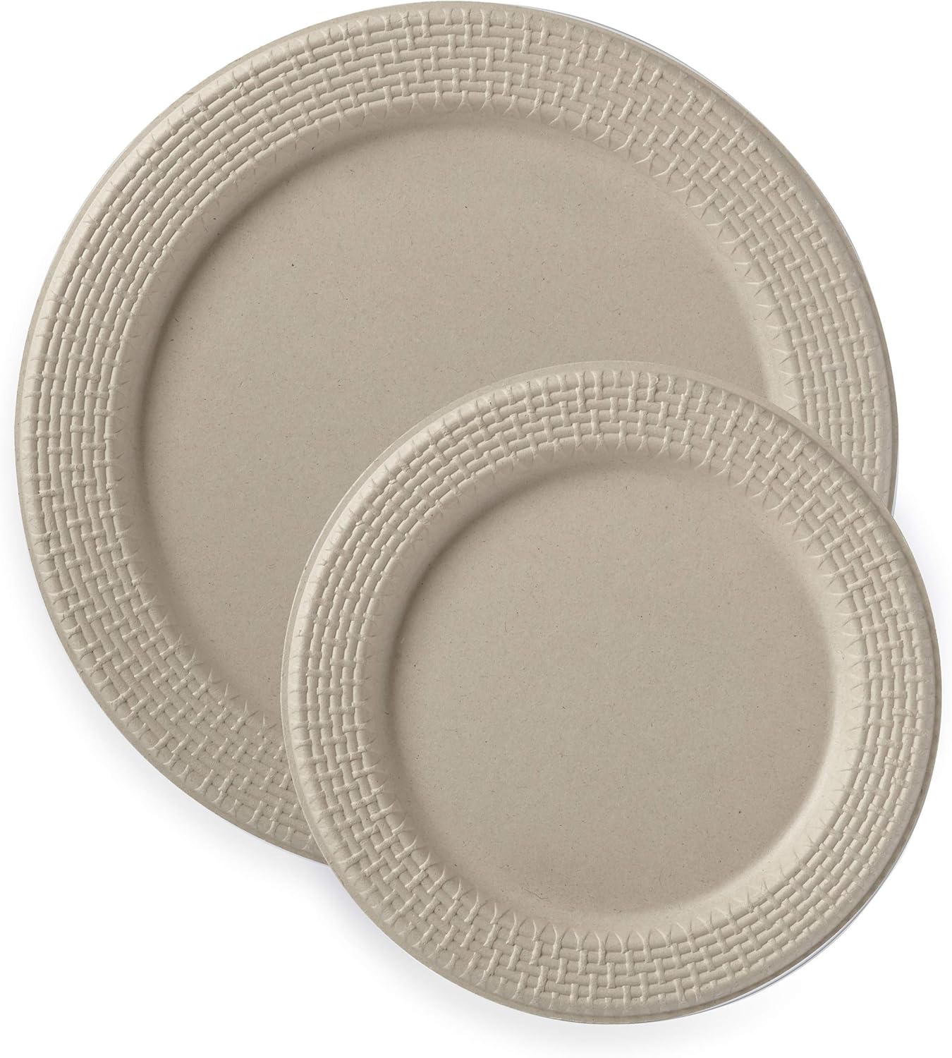 Mozaik Eco-Friendly Plant-Based Compostable Woven Rim Dinner & Accent Plate Set, Round : Health & Household