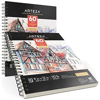 Amazon.com: ARTEZA Mixed Media Sketchbook, 9x12 Inches – 2